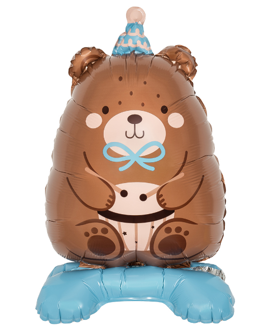 Шар 3D (24"/61 см), Фигура, мишка в голубом колпачке, 1 шт, 26940P
