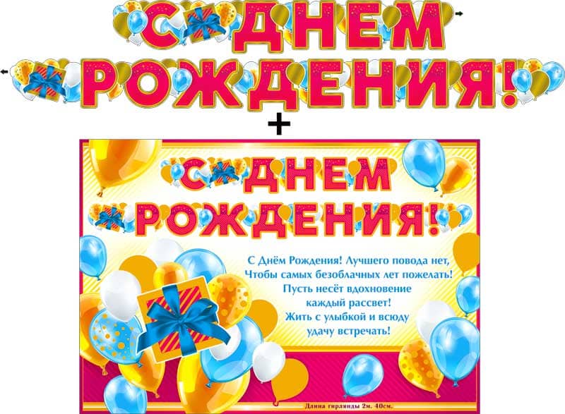 Гирлянда ФДА 'С днём рождения!' + плакат., 700-29-М