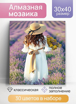 Алмазная мозаика 30х40 см, Девушка в поле, 30 цв, АЛМ-0044