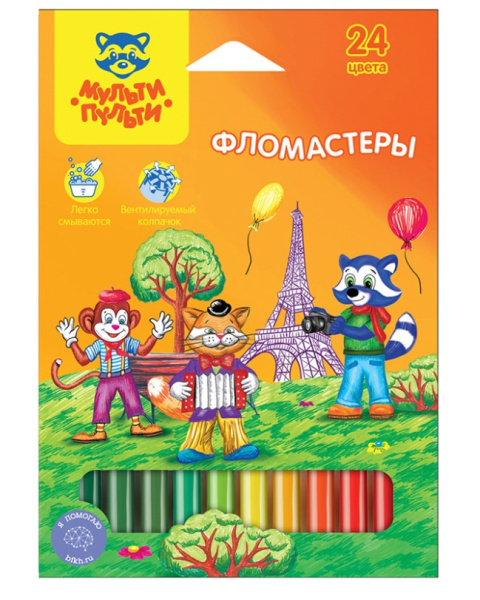 Фломастеры Мульти-Пульти, Енот во Франции, 24 цвета, WP_10720