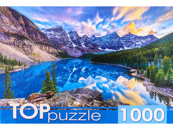 TOPpuzzle. ПАЗЛЫ 1000 элементов. Канада. Рассвет над озером Морейн, ГИТП1000-4135
