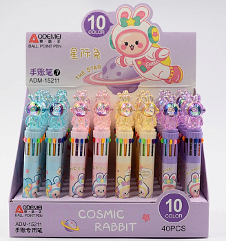 Ручка шар. 10 цветов авт. COSMIC RABBIT, 0,7 мм, ADM15211
